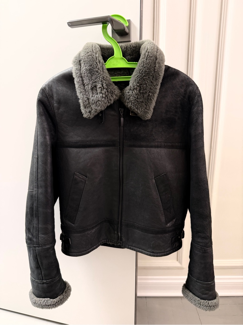 Women’s Black Shearling Bomber Jacket